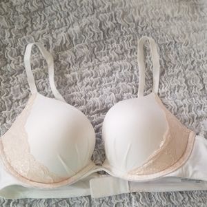 White and rose gold victorias secret bra